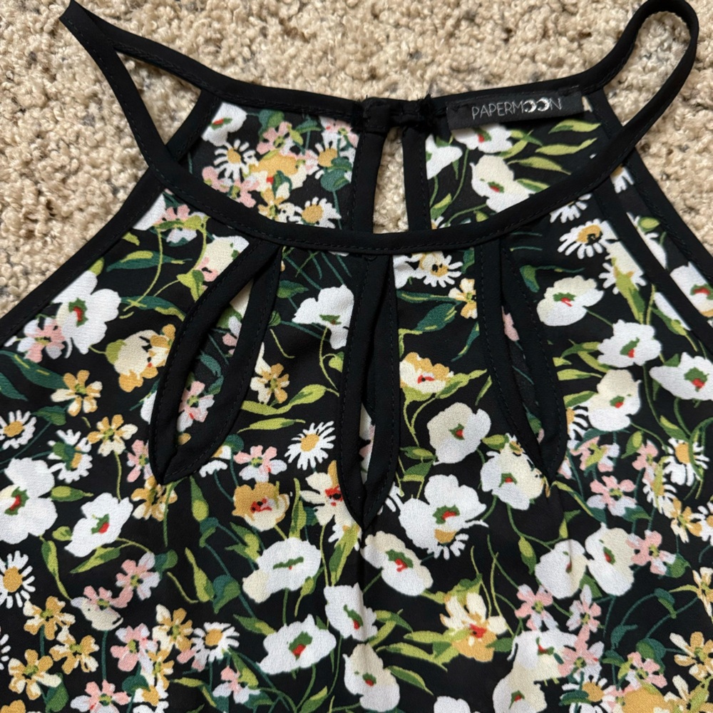 PaperMoon Floral Halter Neck With Cutouts Top Size Small - Picture 6 of 10